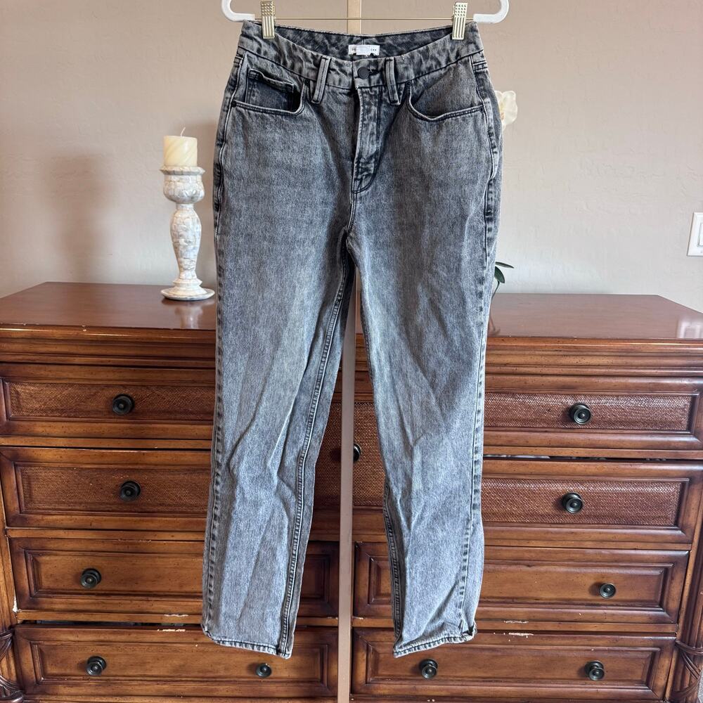 GOOD AMERICAN Good ’90s Icon Straight Jeans Charcoal Size 4/27 NWOT - Picture 2 of 11